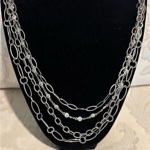 Silpada 925 Silver Multi-Strand Chain Necklace with Crystals.